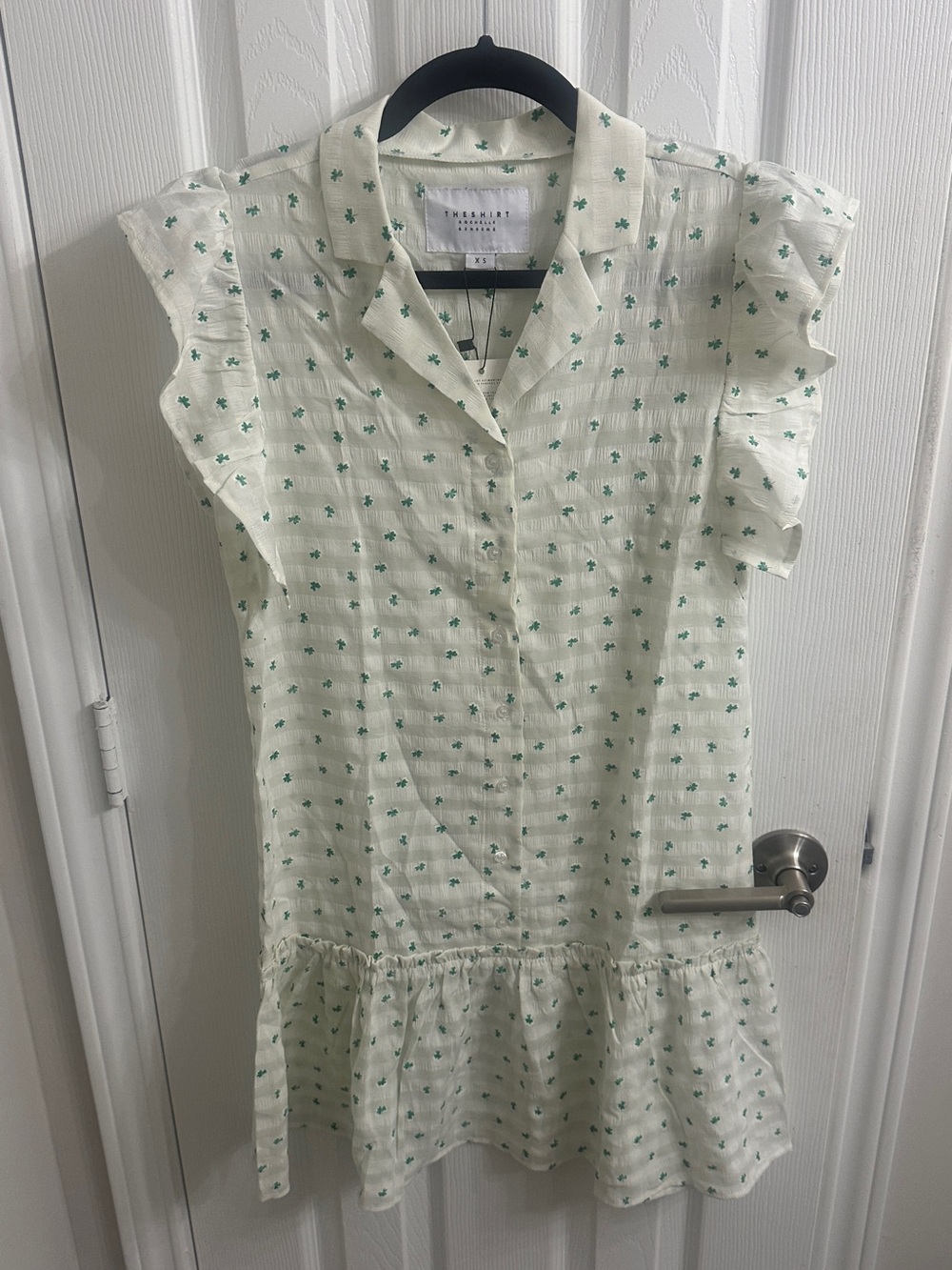 The Shirt by Rochelle Behrens Cream Dress with Green Clover Design ☘️